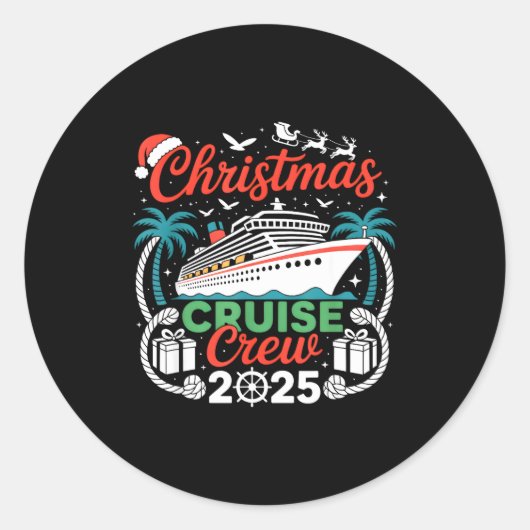 Christmas Cruise Crew 2025 Matching Ronde Sticker (Voorkant)