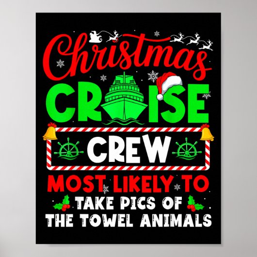 Christmas Cruise Crew Most Likely To Take Cs Towel Poster (Voorkant)