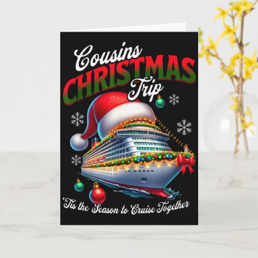 Christmas Cruise Ship Matching Cousins Trip Holida Kaart (Gele Bloem)