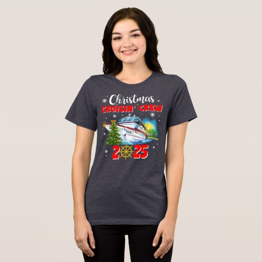 Christmas Cruising' Crew Custom Ship Tri-Blend Shirt (Voorkant volledig)