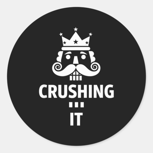 Christmas Crushing It Nutcracker - Funny Retro Ugl Ronde Sticker (Voorkant)