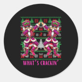 Christmas Crushing It Nutcracker - Funny Retro Ugl Ronde Sticker (Voorkant)