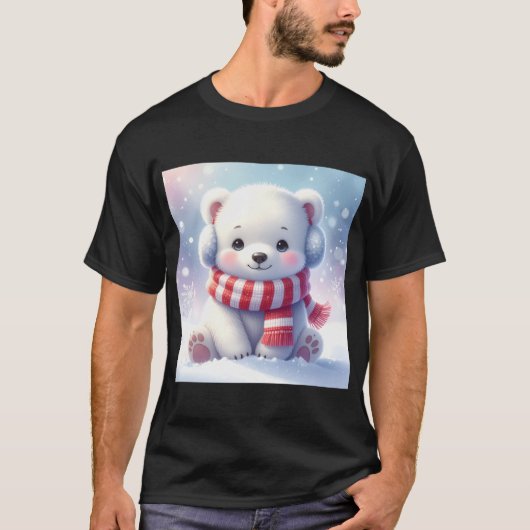 Christmas Cub: Cozy Polar Bear in a Snowy Wonder T-shirt (Voorkant)