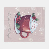 Christmas Cup of Hot Chocolate | Blush Pink Fleece Deken (Voorkant (Horizontaal))