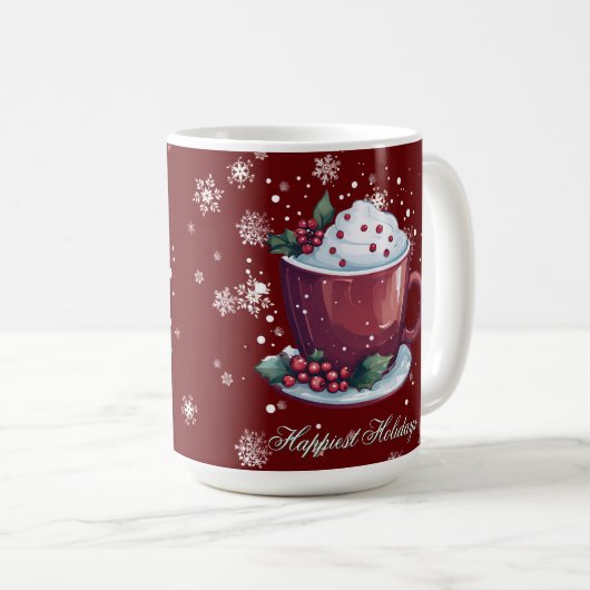 Christmas Cup of Hot Chocolate | Red Coffee Mug Koffiemok (Voorkant rechts)
