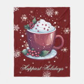 Christmas Cup of Hot Chocolate | Red Fleece Deken (Voorkant)