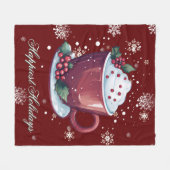 Christmas Cup of Hot Chocolate | Red Fleece Deken (Voorkant (Horizontaal))