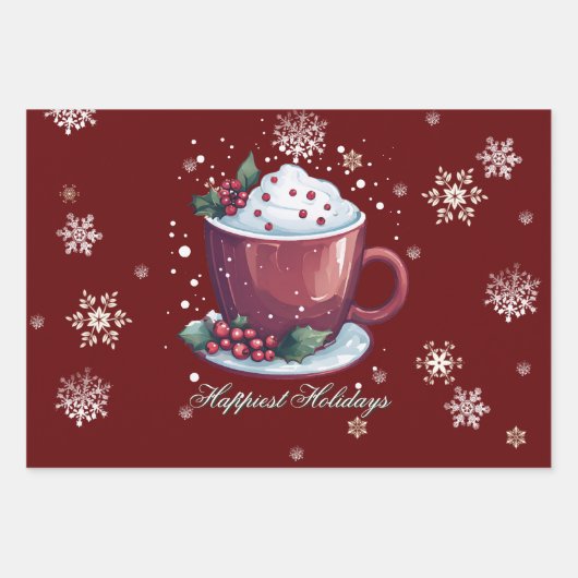 Christmas Cup of Hot Chocolate | Red Inpakpapier Vel (Voorkant)