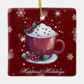 Christmas Cup of Hot Chocolate | Red Keramisch Ornament (Voorkant)