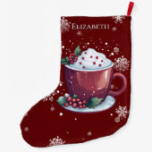 Christmas Cup of Hot Chocolate Red Personalized Grote Kerstsok (Achterkant)