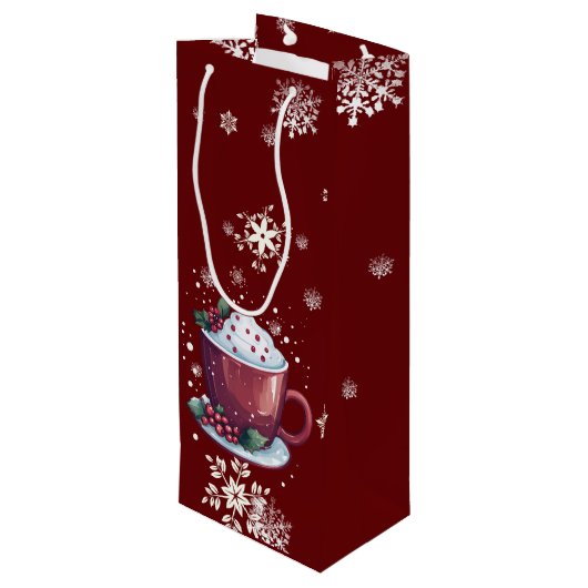 Christmas Cup of Hot Chocolate | Red Wijn Cadeautas (Achterkant Gekanteld)