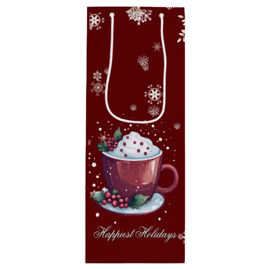 Christmas Cup of Hot Chocolate | Red Wijn Cadeautas (Voorkant)