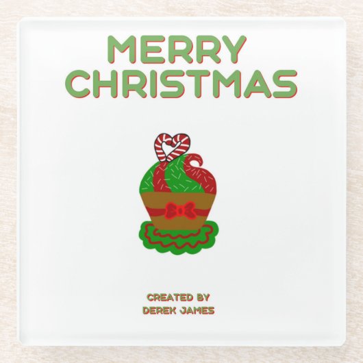 Christmas Cupcake Glass Onderzetter (Voorkant)