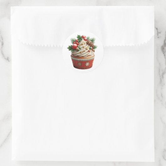 Christmas Cupcake Holidays  Ronde Sticker (Tas)