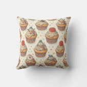 Christmas Cupcake Party Pattern | Cute Desserts Kussen (Achterkant)