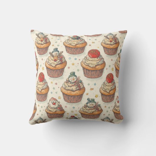 Christmas Cupcake Party Pattern | Cute Desserts Kussen (Achterkant)
