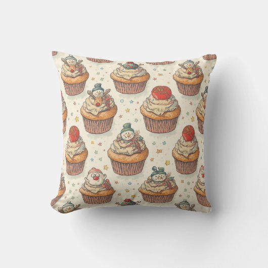 Christmas Cupcake Party Pattern | Cute Desserts Kussen (Voorkant)