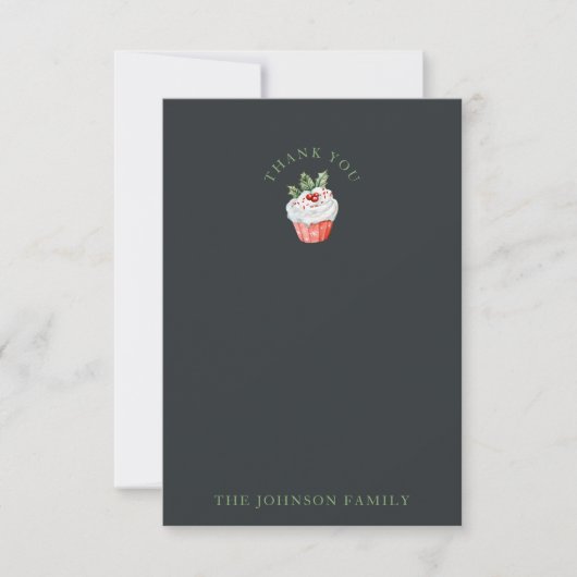 Christmas Cupcake Waterverf Bedankt Card (Voorkant)
