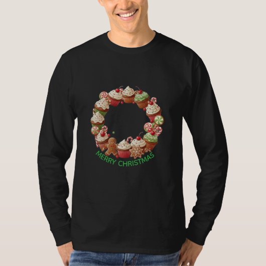 Christmas Cupcake Wreath T-Shirt (Voorkant)