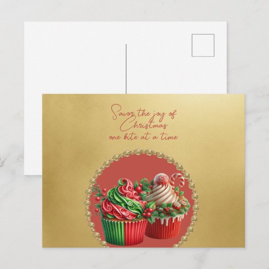 Christmas Cupcakes Savor the Joy Briefkaart (Voorkant / Achterkant)