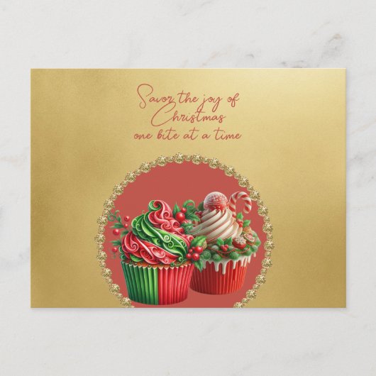 Christmas Cupcakes Savor the Joy Briefkaart (Voorkant)