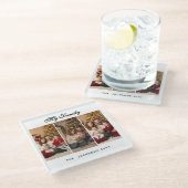 Christmas Custom Three Photos Glazen Onderzetter (Schuin)