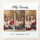 Christmas Custom Three Photos Glazen Onderzetter (Voorkant)