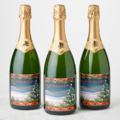 Christmas Custom Wine Bottle Label Sparkling Wijnetiket (Flessen)