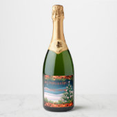 Christmas Custom Wine Bottle Label Sparkling Wijnetiket (Voorkant)