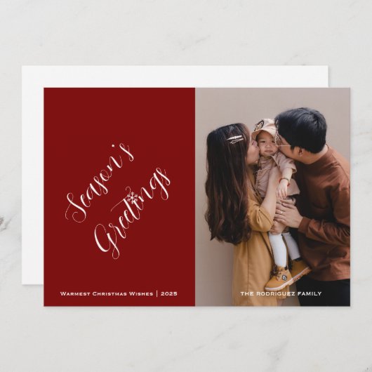 Christmas Customizable Photo and Text Feestdagenkaart (Voorkant / Achterkant)