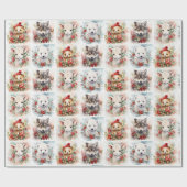 Christmas Cute Baby Animals Polar Bear Lamb Wolf Cadeaupapier (Vlak)