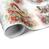 Christmas Cute Baby Animals Polar Bear Lamb Wolf Cadeaupapier (Rol Hoek)