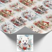 Christmas Cute Baby Animals Polar Bear Lamb Wolf Cadeaupapier