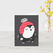 Christmas Cute Baby Penguin Wearing Winter Hat W_e Kaart (Gele Bloem)