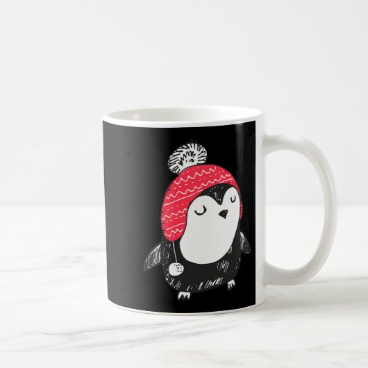 Christmas Cute Baby Penguin Wearing Winter Hat W_e Koffiemok (Rechts)
