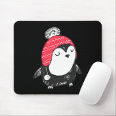 Christmas Cute Baby Penguin Wearing Winter Hat W_e Muismat (Met muis)