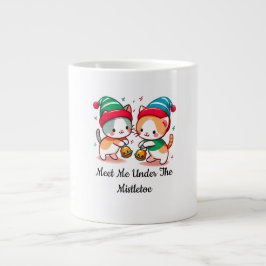 Christmas Cute Cat Meet Me Under The MistleToe Grote Koffiekop