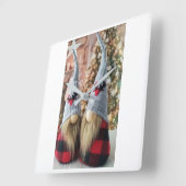 ****CHRISTMAS CUTE FINSE GNOMES*** CLOCK VIERKANTE KLOK (Hoek)