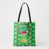 Christmas Cute Frog Santa Hat Green Novelty Tote Bag (Voorkant)