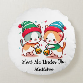 Christmas Cute Meet Me Under The MistleToe  Rond Kussen