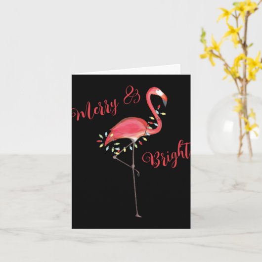 Christmas Cute Nk Flamingo String Lights T Shirt Kaart (Gele Bloem)