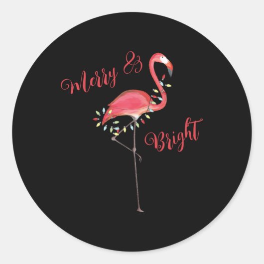 Christmas Cute Nk Flamingo String Lights T Shirt  Ronde Sticker (Voorkant)
