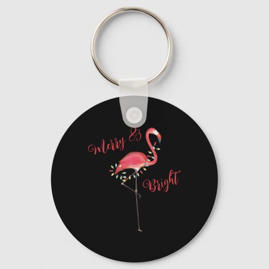 Christmas Cute Nk Flamingo String Lights T Shirt Sleutelhanger (Voorkant)
