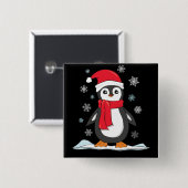 Christmas Cute Penguin Vierkante Button 5,1 Cm (Voorkant /achterkant)