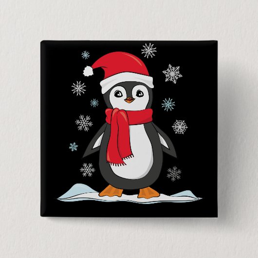 Christmas Cute Penguin Vierkante Button 5,1 Cm (Voorkant)