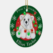 Christmas cute polar bear cub red green lights keramisch ornament (Rechts)