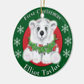 Christmas cute polar bear cub, Santa bear cub  Keramisch Ornament (Links)