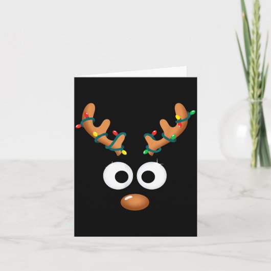 Christmas Cute Reindeer Face Antlers Wrapped In Li Kaart (Voorkant)