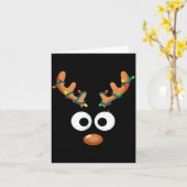 Christmas Cute Reindeer Face Antlers Wrapped In Li Kaart (Gele Bloem)