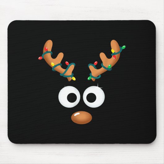 Christmas Cute Reindeer Face Antlers Wrapped In Li Muismat (Voorkant)